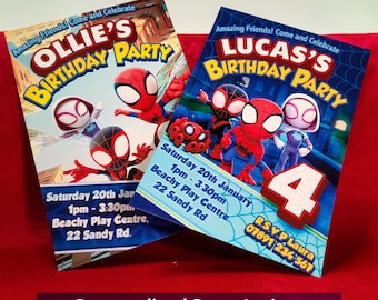 Spidey & Friends Personalised Birthday Party invitations, Printed with Envelopes