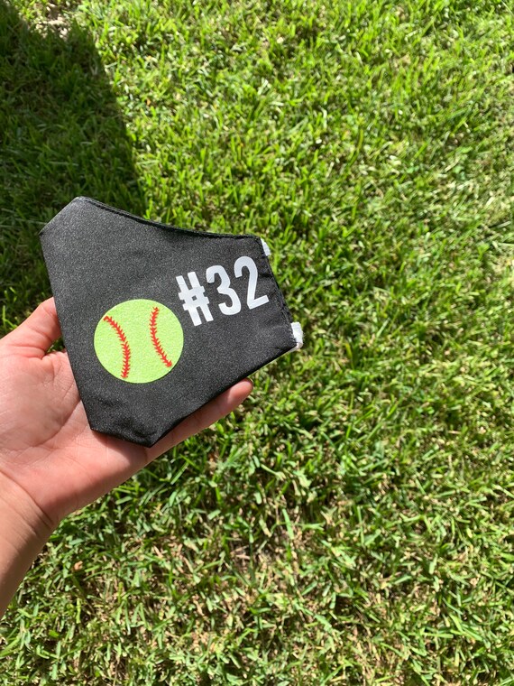 Softball Face Mask With Number Etsy