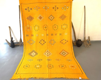 AMAZING YELLOW MOROCCAN rug, cactus silk rug, 6x9 rug, handmade morocco rug, living room rug, gift for home