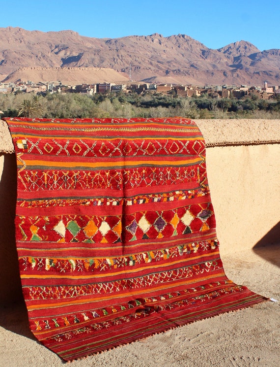 HANDMADE MOROCCAN RUG - 6x7 rug, handcrafted vintage boujaad rug