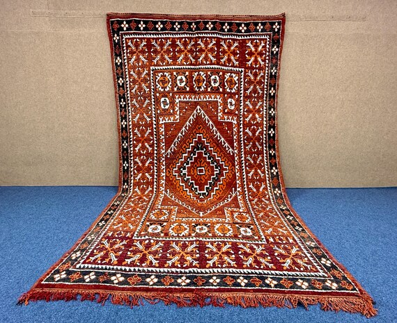 Authentic Large Boujaad Rug from Morocco 7x13 ft – Handwoven Wool Carpet – Living Room Boho Rug – Moroccan Bedroom Decor –Free Shipping