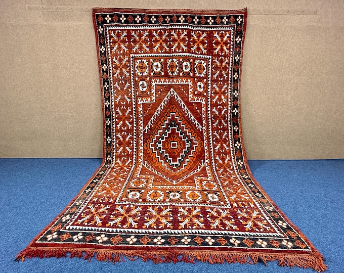 Authentic Large Boujaad Rug from Morocco 7x13 ft – Handwoven Wool Carpet – Living Room Boho Rug – Moroccan Bedroom Decor –Free Shipping