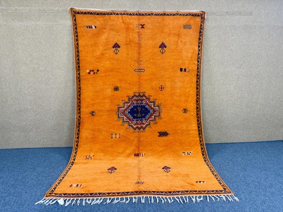 masterpiece moroccan rug 6 x 10 Feet - large orange rug - living room rug - berber rug - taznakht rug - boho rug - handmade area rug