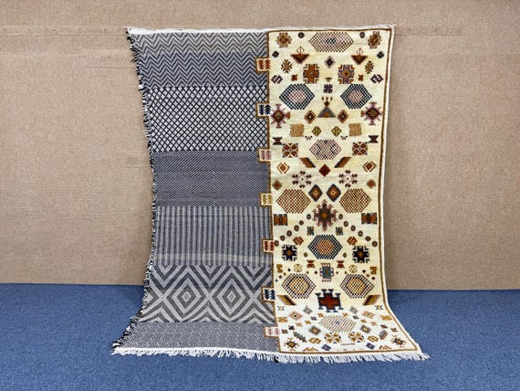 Unique Tribal Berber Wool Carpet Glaoui Rug 6x9Ft - Moroccan Wool - Handmade Berber Carpet for Living Room - Ethnic Moroccan Rug