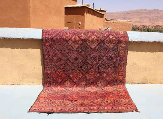 Vintage berber rug 6.3 x 10 Feet - Boujad rug - Beni Mguild rug - Vintage Morocco rug - Morrocan rug - Purple area rug - Boho rug - Wool rug