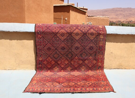 VINTAGE MOROCCAN RUG - 6x10 rug, berber beni mguild rug, boujaad rug handmade
