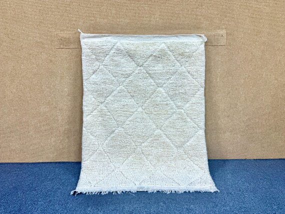 Soft Wool Beni Ourain 3x5  Rug – Atlas Mountain Berber Weaving – Moroccan Handwoven Carpet – Neutral Moroccan Area Rug - Home Decor
