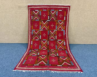 Authentic Glaoui Moroccan Rug 4x7 - Moroccan Handwoven Wool Area Rug -Ethnic Moroccan Rug - Wool Glaoui Rug - Moroccan Home Decor -Large Rug