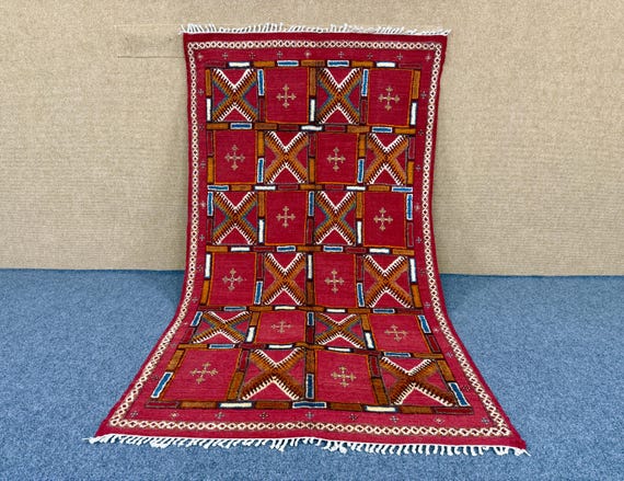 Authentic Glaoui Moroccan Rug 4x7 - Moroccan Handwoven Wool Area Rug -Ethnic Moroccan Rug - Wool Glaoui Rug - Moroccan Home Decor -Large Rug
