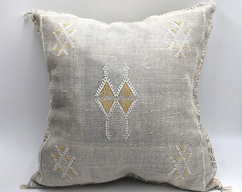 Gray Moroccan Cactus Silk Pillow 18x18 Pillow Covers- Handmade Throw Pillow Cover-Soft Pillow Cover-Sabra Pillow-Moroccan decor
