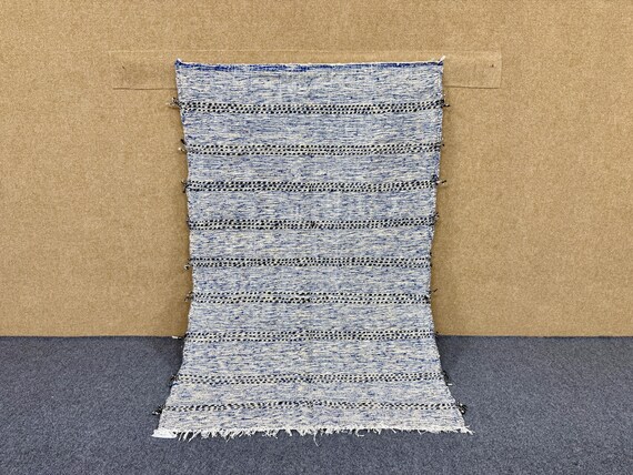 Berber Kilim Rug 3x5 ft – Modern Flat Weave Handmade Carpet –Zanafi Rug for Living Room– Timeless Designs Rug– Moroccan Rug – Free Shipping