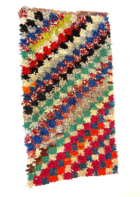 Amazing Narrow runner 3x7 Feet - Moroccan Rug - Boucherouite rug - Handmade area rug -  6.6'x3.7" feet