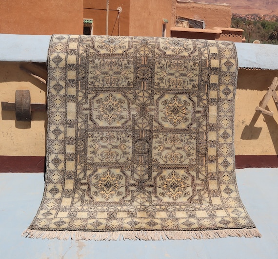 MID CENTRY RUG - 5x7 rug, moroccan handmade vintage silky wool rug