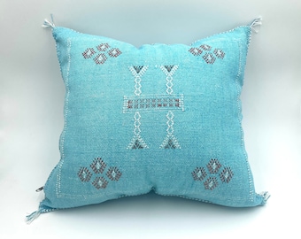 light BLUE MOROCCAN cactus silk PILLOW 18x18 pillow cover, handmade throw pillow cover, halloween pillow