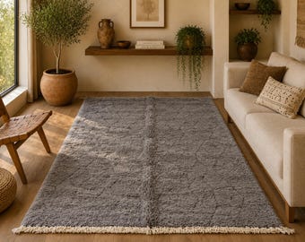 Moroccan Beni Ourain Rug 5x9 ft– Handmade Wool Carpet – Thick Wool Beni Ourain Rug –Soft Moroccan Rug – Minimalist Moroccan Rug –Home Decor