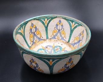 Antique plate bowl 1880s - Tafilalt bowl - berber bowl - handmade antique pottery - Moroccan decor - boho decor - artwork pottery
