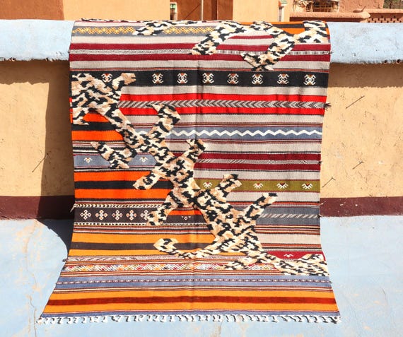 MOROCCAN PICASSO RUG - 5x8 rug, Akhnif rug, berber rug, berber colorful rug handmade