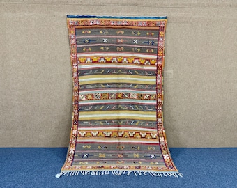 Berber Glaoui Rug 4x8 ft– Handwoven Moroccan Carpet –Tribal Berber Rug – Atlas Mountains Wool –Moroccan rug for living room - Free Shipping