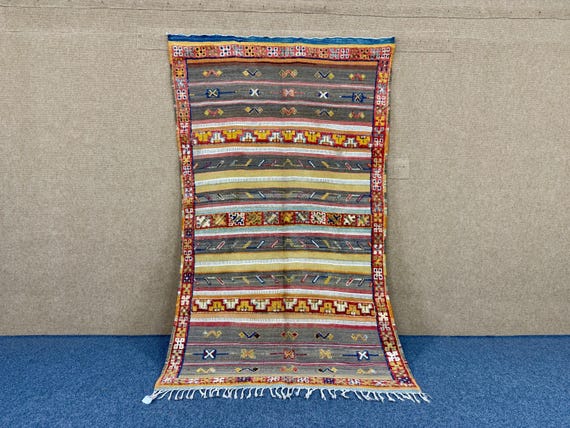 Berber Glaoui Rug 4x8 ft– Handwoven Moroccan Carpet –Tribal Berber Rug – Atlas Mountains Wool –Moroccan rug for living room - Free Shipping