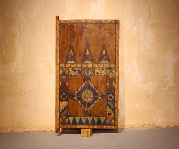 vintage morrocan door, 19x32 inch door, miniature door ancient, exterior door decor, vibrant wood door, wood area door