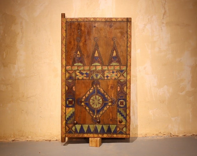 vintage morrocan door, 19x32 inch door, miniature door ancient, exterior door decor, vibrant wood door, wood area door