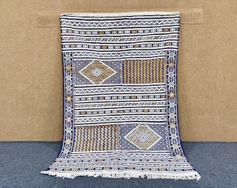 Moroccan Kilim Rug 3x5ft – Handwoven Berber Wool Carpet | Boho Flatweave Tribal Rug | Small Area Rug l Handmade Home Decor l Traditional Rug