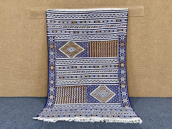 Moroccan Kilim Rug 3x5ft – Handwoven Berber Wool Carpet | Boho Flatweave Tribal Rug | Small Area Rug l Handmade Home Decor l Traditional Rug