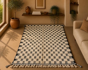 Tufted Moroccan Rug 5x8 ft – Beni Ourain Wool Carpet – Handmade Beni Ourain Rug –Hand-Knotted Berber Carpet– Soft Wool Moroccan Carpet
