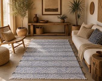 Berber Kilim Rug 3x5 ft, Moroccan Berber Flatweave, Handwoven Wool Striped Tribal Area Rug, Nomadic Boho Decor for Living Room