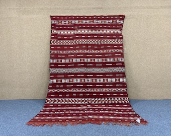 Moroccan Kilim Rug 5x9 – Berber Rug – Traditionally Rug – Vintage Tribal Wool Carpet – Timeless Berber Design Carpet – Free Shipping