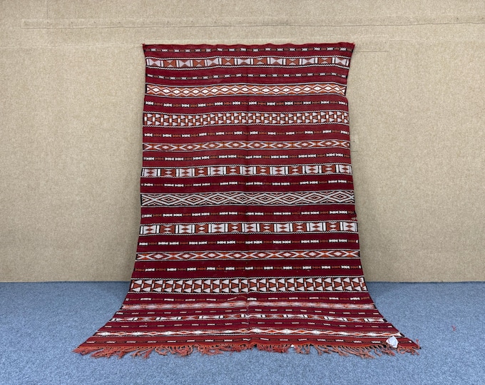 Moroccan Kilim Rug 5x9 – Berber Rug – Traditionally Rug – Vintage Tribal Wool Carpet – Timeless Berber Design Carpet – Free Shipping