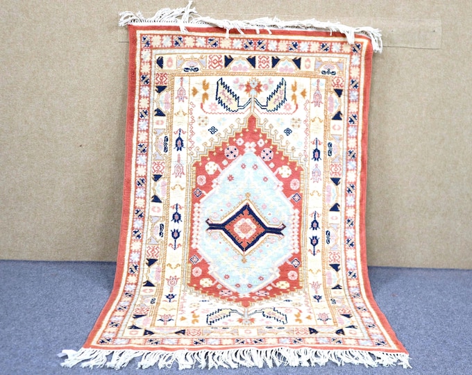 Unique Moroccan Rug 3x6 - Handwoven Berber Rug - Natural Wool Area Rug - Soft High Quality Rug - Moroccan Rug For Living Room