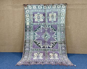 Moroccan Boujaad Rug 6x9 ft– Handwoven Vintage Wool Carpet – Bohemian Berber Area Rug –Boho Home Decor– Soft Vintage Wool Rug– Free Shipping