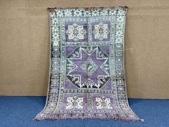 Moroccan Boujaad Rug 6x9 ft– Handwoven Vintage Wool Carpet – Bohemian Berber Area Rug –Boho Home Decor– Soft Vintage Wool Rug– Free Shipping
