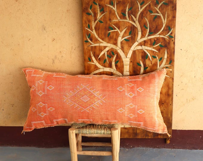 PEACH MORROCAN cactus silk PILLOW 18x35 pillow cover, handmade throw pillow cover, halloween pillow