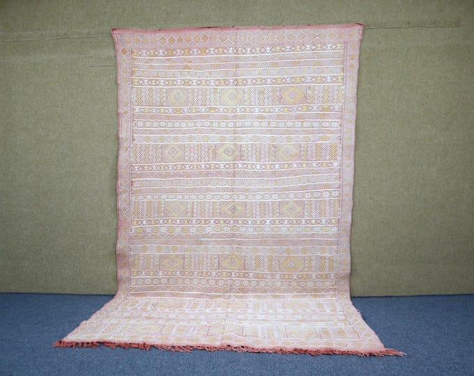 Moroccan Berber Rug 6x10 - Vintage Flat Weave Rug For Living Room - Unique Kilim Rug - Natural Wool Aria Rug - Boho Tribal Rug
