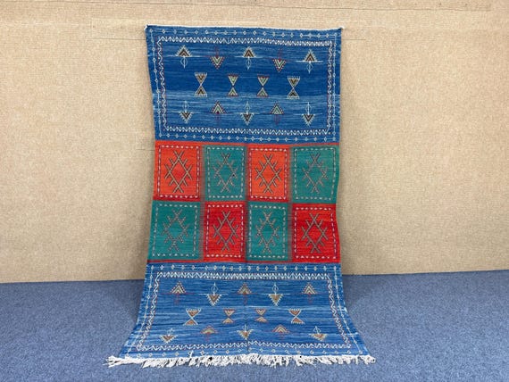 Blue Akhnif rug 8.7 x 5 ft