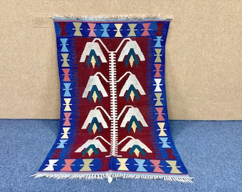 Moroccan Kilim Rug 4x6 ft – Handwoven Wool Flatweave – Boho Tribal Area Carpet – Living Room Kilim Rug – Traditional Kilim Rug – Home Decor