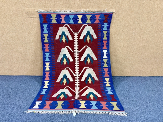 Moroccan Kilim Rug 4x6 ft – Handwoven Wool Flatweave – Boho Tribal Area Carpet – Living Room Kilim Rug – Traditional Kilim Rug – Home Decor
