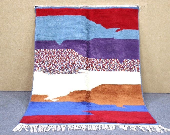 Authentic Moroccan Beni Mrirt Rug 4x6 - Soft Handwoven Rug - Berber Rug For Living Room - Natural Wool Area Rug -