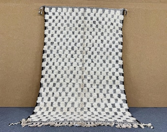 Tufted Moroccan Rug 5x8 ft – Beni Ourain Wool Carpet – Handmade Beni Ourain Rug –Hand-Knotted Berber Carpet– Soft Wool Moroccan Carpet