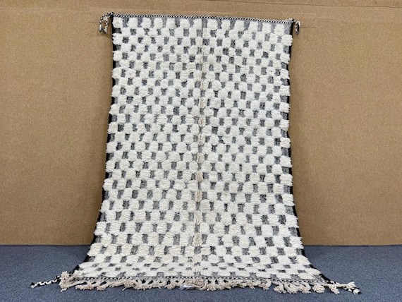 Tufted Moroccan Rug 5x8 ft – Beni Ourain Wool Carpet – Handmade Beni Ourain Rug –Hand-Knotted Berber Carpet– Soft Wool Moroccan Carpet