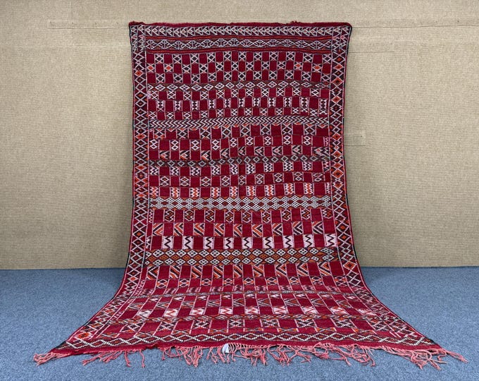 6x11 ft Vintage Moroccan Beni Mguild rug– Vintage Tribal Wool Carpet – Timeless Berber Design Carpet – Free Shipping
