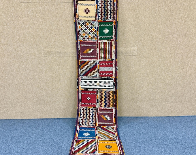 Moroccan Glaoui Runner 2x9 ft – Handmade Wool Rug-Handcrafted Tribal Hallway Rug Vintage Style Flatweave Hallway Rug – Wool Boho Runner