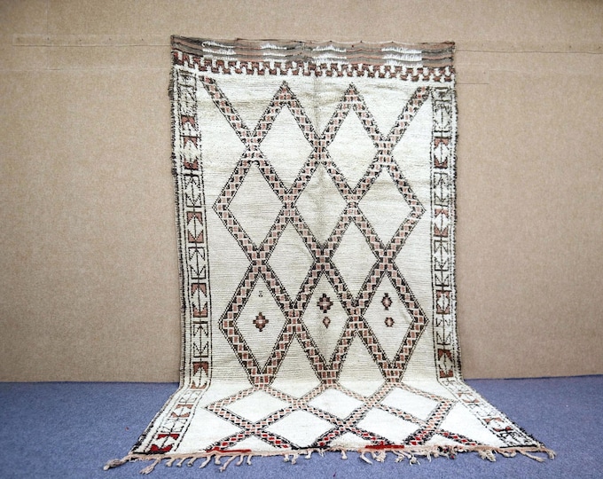 Vintage Beni Ourain 6x11 - Handwoven Moroccan Rug For Living Room - Timeless Rug - Moroccan Boujaad Rug