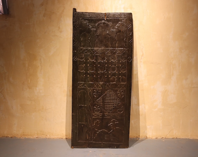 berber door, cedar door, african door, miniature door ancient, Traditional Moroccan door Carved wooden door, 22x50 inch