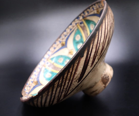 Moroccan bowl vintage - Vintage ceramic - Boho Natural - Tafilalt Pottery Bowl Berber Plat - handmade ceramic - antique plats - boho decor
