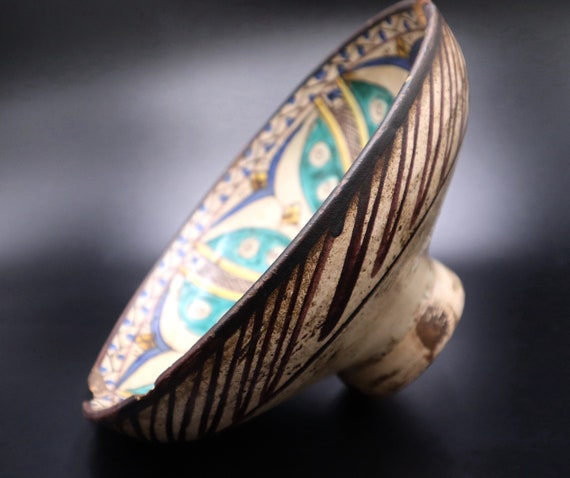 Moroccan bowl vintage - Vintage ceramic - Boho Natural - Tafilalt Pottery Bowl Berber Plat - handmade ceramic - antique dishes - boho decor