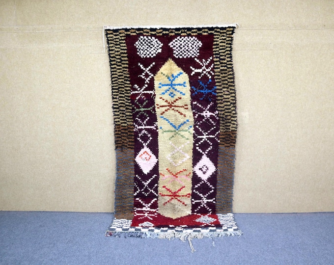 Colorful Moroccan Rug 4x8 - Handwoven Berber Rug - Unique Boujaad Rug - Wool Area Rug - Statement Rug - Tribal Boho Rug