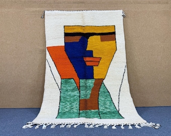 Unique Azilal Berber Rug 5x8 ft – Handmade Azilal Rug – Luxury Berber Wool Floor Covering – Traditionally Rugs – Colored Area Rug